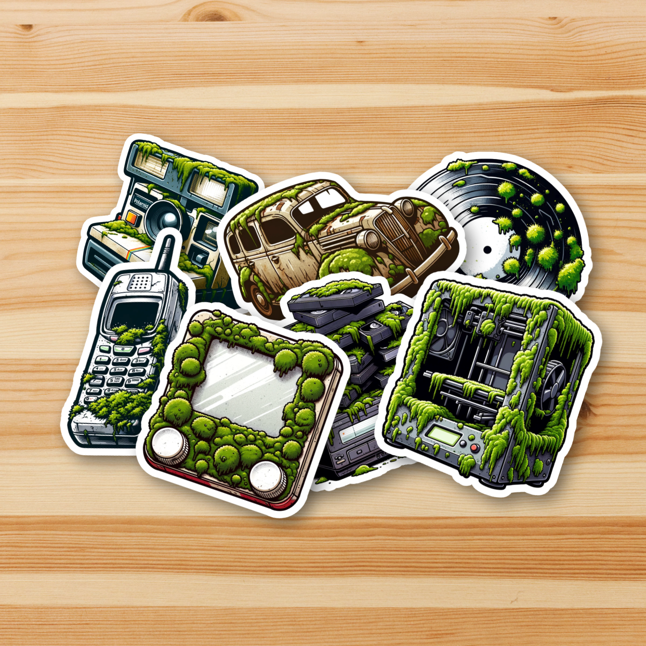 MOSS COVERING OBJECTS OF OUR TIME Stickers