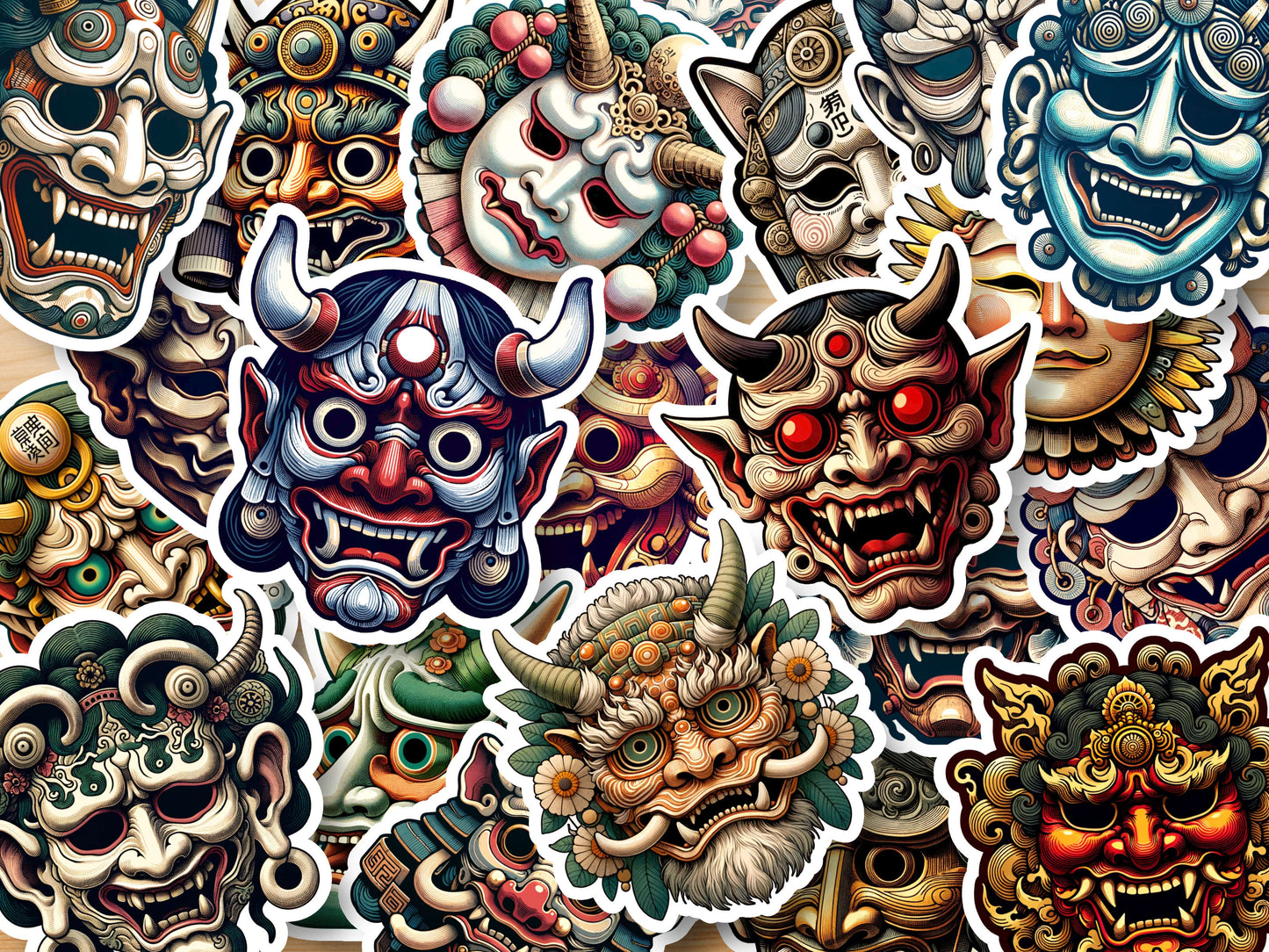 JAPANESE THEATER MASKS stickers