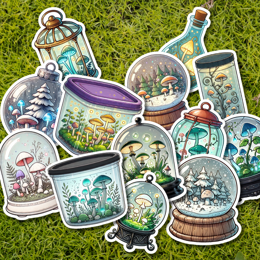 MUSHROOM in Glass Stickers